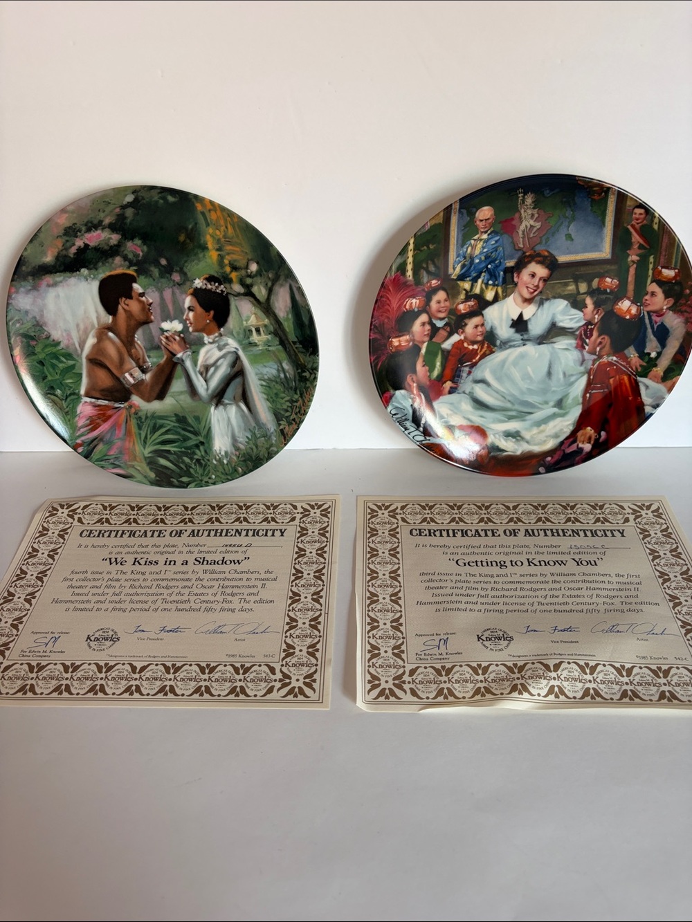 The King & I, Decorative Collector Plates with Certificates
